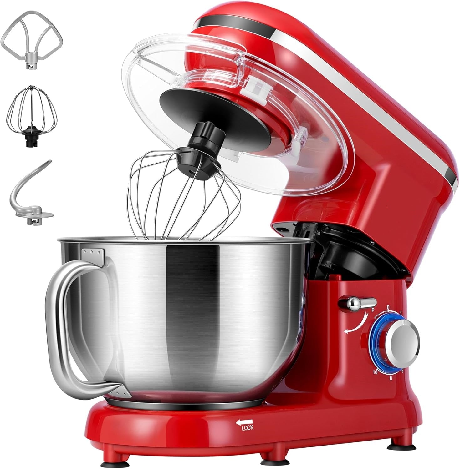 Stand Mixer, 660W 10 Speed 6 Quart Tilt-Head Kitchen Electric Food Mixer with Beater, Dough Hook, Wire Whip and Egg Separator