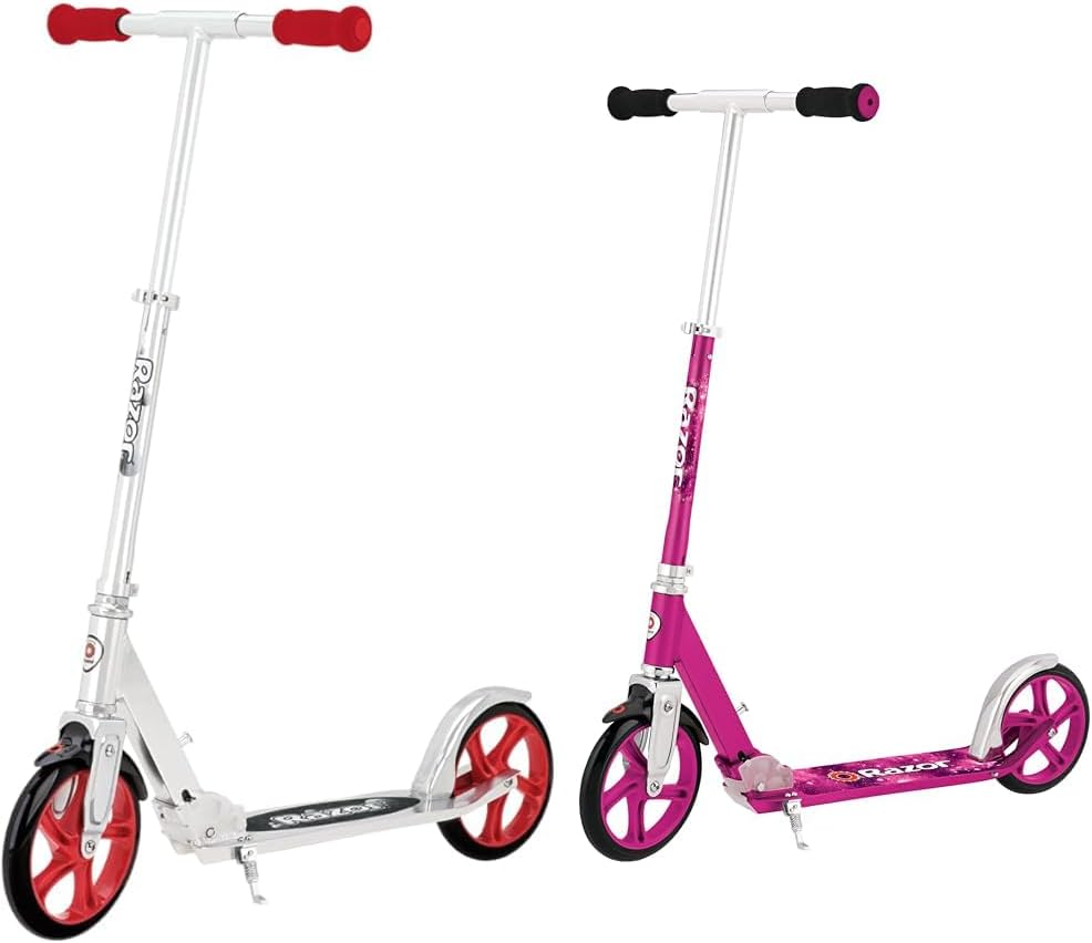 Razor A5 Lux Kick Scooter for Kids Ages 8+ - 8" Urethane Wheels, Anodized Finish Featuring Bold Colors and Graphics, for Riders up to 220 lbs