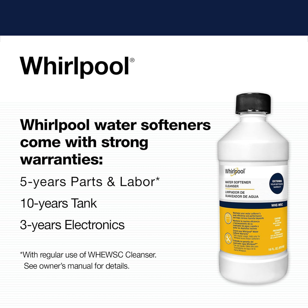 Whirlpool Hybrid Water Softener & Whole House Filtration System (WHESFC) | NSF Certified | Salt-Saving Tech | Removes Chlorine, Hard Water, and Contaminants