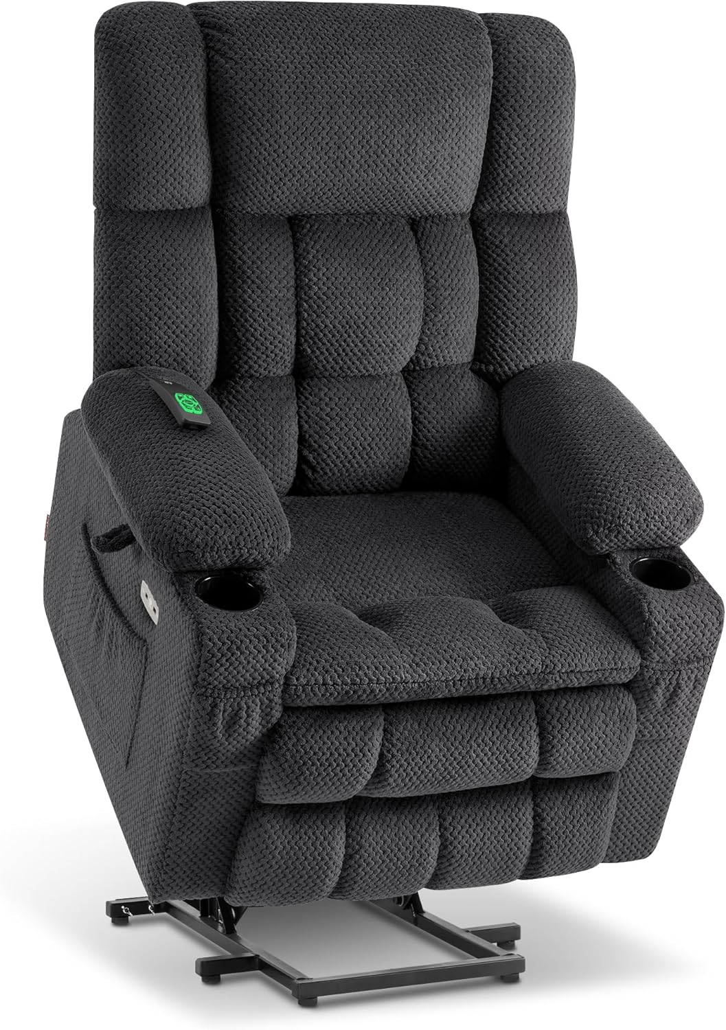 MCombo Dual Motor Power Lift Recliner Chair with Massage and Heat for Elderly People, Infinite Position, USB Ports, Cup Holders, Fabric 7890 (Medium, Yale Blue)