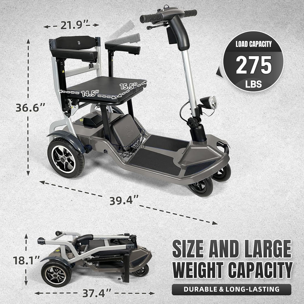 R3b-Mobility Scooters for Seniors Adults Ultra Lightweight Electric Powered Folding 4 Wheel Mobility Scooter with Headlight Cup Holder, Compact & Convenient for Travel Airline Approved, Blue