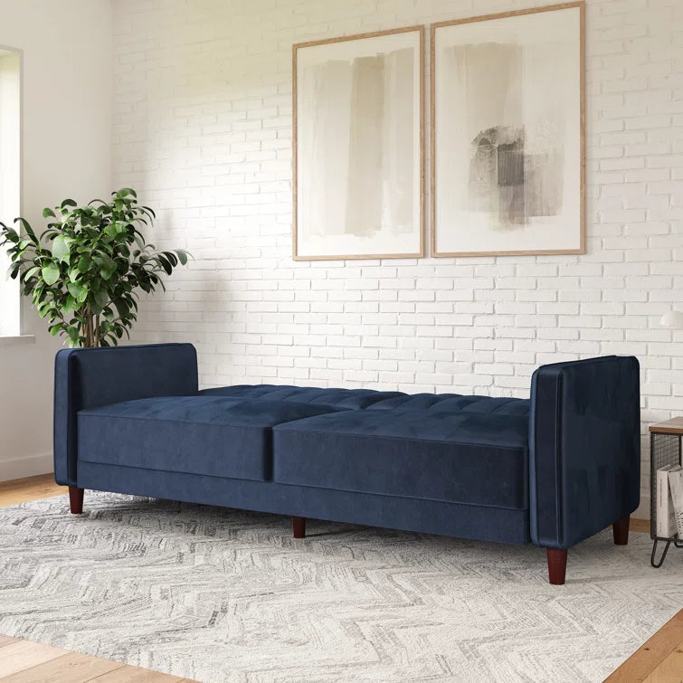 Perdue 81.5" Velvet Square Arm Convertible Sofa