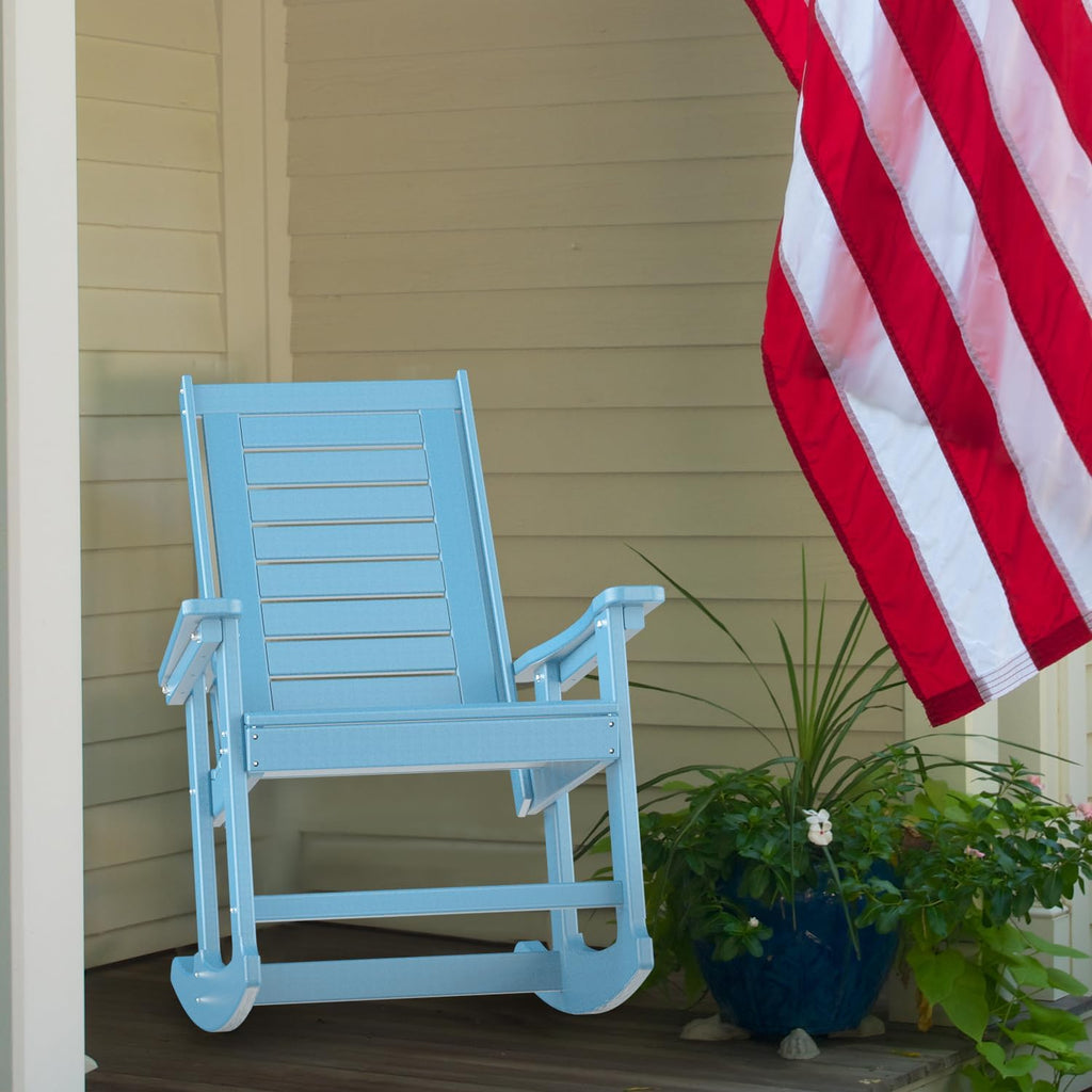 GREENVINES Outdoor Rocking Chairs | Set of 2 | Porch Rocker | HDPE Plastic | Black | Oversized Rockers | High Back | Big & Tall | Ladder Back | for Patio Outside Backyard Balcony Garden