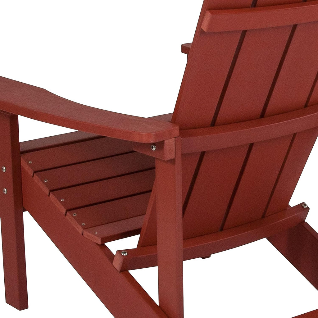 Flash Furniture Charlestown Commercial Grade Indoor/Outdoor Adirondack Chair, Weather Resistant Durable Poly Resin Deck and Patio Seating, Green