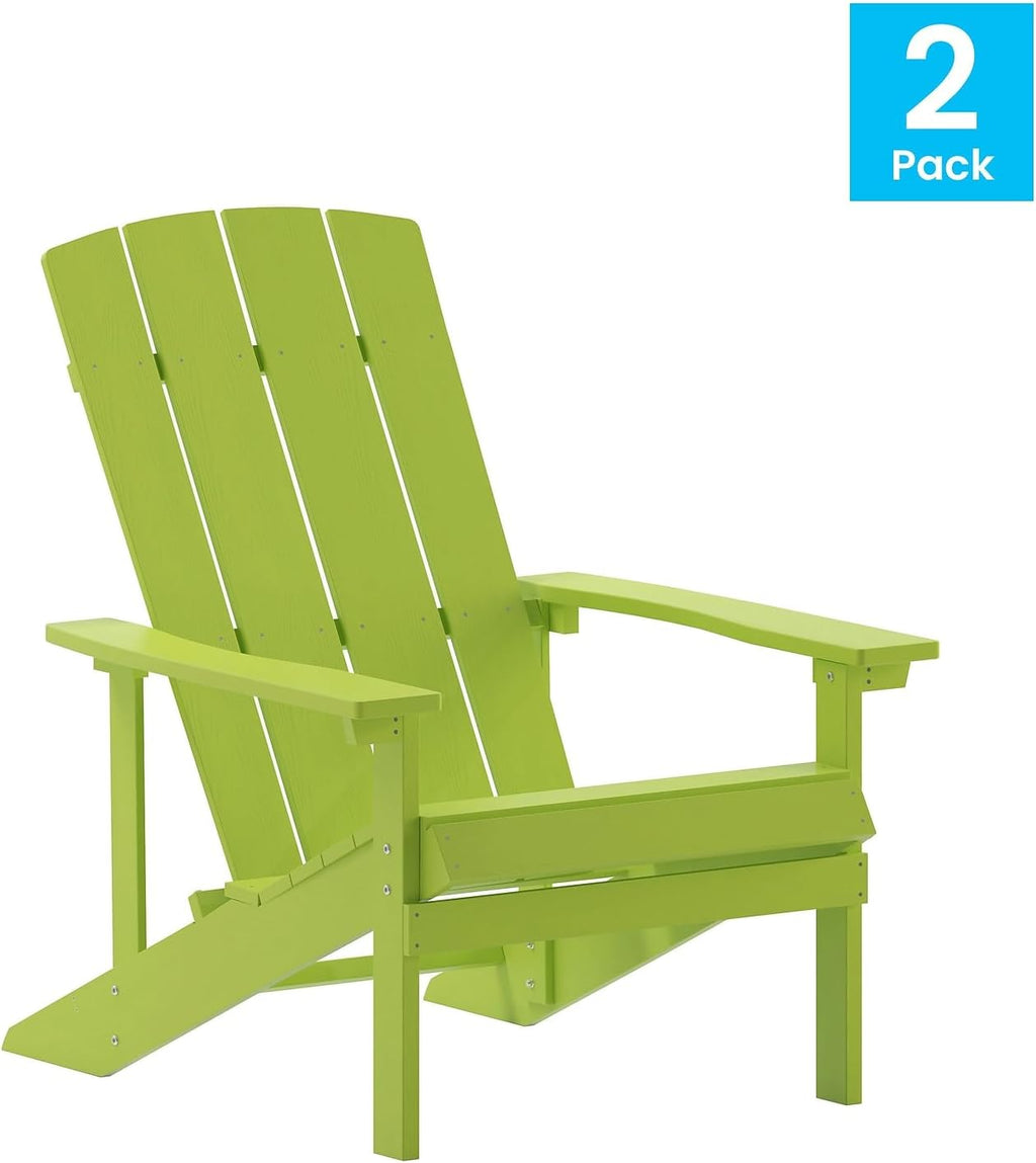 Flash Furniture Charlestown Commercial Grade Indoor/Outdoor Adirondack Chair, Weather Resistant Durable Poly Resin Deck and Patio Seating, Green
