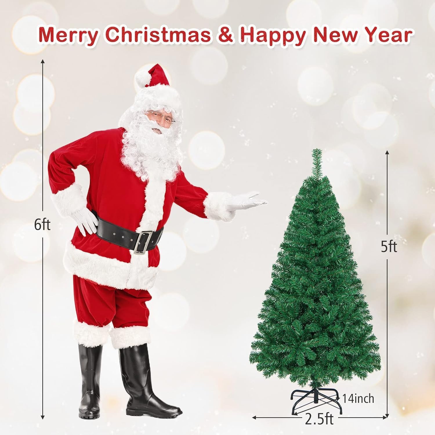 Goplus 7ft Artificial White Christmas Tree Xmas Pine Tree with Solid Metal Legs Perfect for Indoor and Outdoor Holiday Decoration