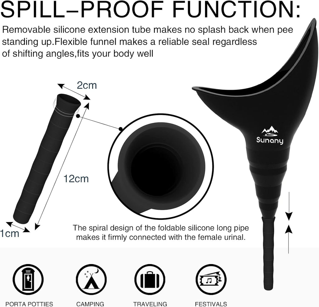 Female Urination Device,Reusable Silicone Female Urinal Foolproof Women Pee Funnel Allows Women to Pee Standing Up,Women's Urinal with Drawstring Bags is The Perfect Companion for Travel and Outdoor