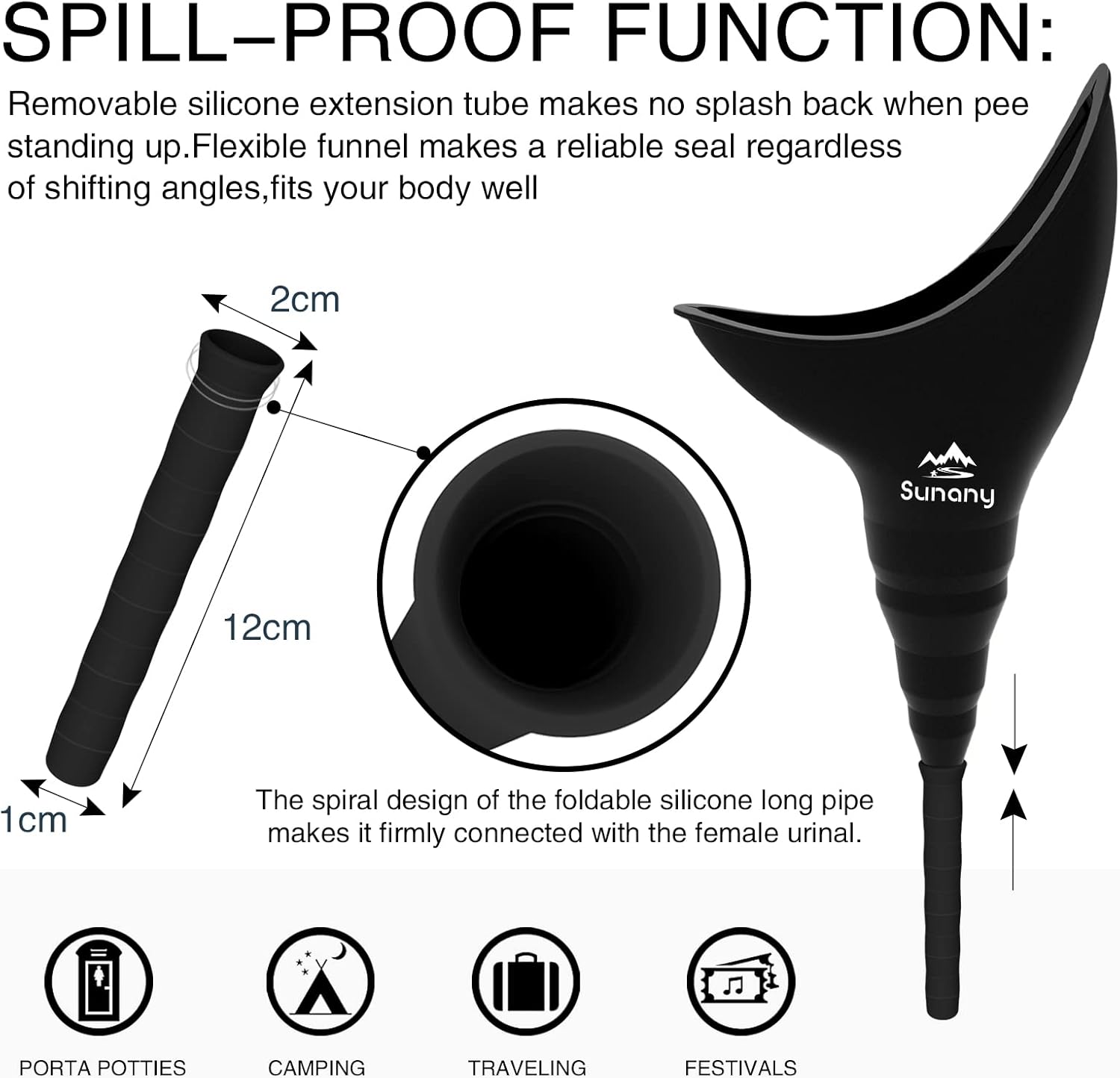 Female Urination Device,Reusable Silicone Female Urinal Foolproof Women Pee Funnel Allows Women to Pee Standing Up,Women's Urinal with Drawstring Bags is The Perfect Companion for Travel and Outdoor