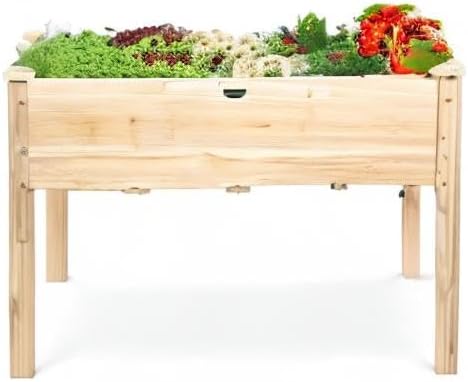 Best Choice Products 72x23x30in Raised Garden Bed, Elevated Wood Planter Box Stand for Backyard, Patio, Balcony w/Divider Panel, 6 Legs, 300lb Capacity - Natural