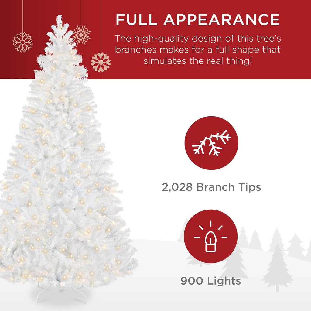 Best Choice Products Artificial Christmas Tree, 6ft Premium Pre-Lit Realistic Spruce Holiday Décor w/Dense Branches, Metal Base - Green Spruce