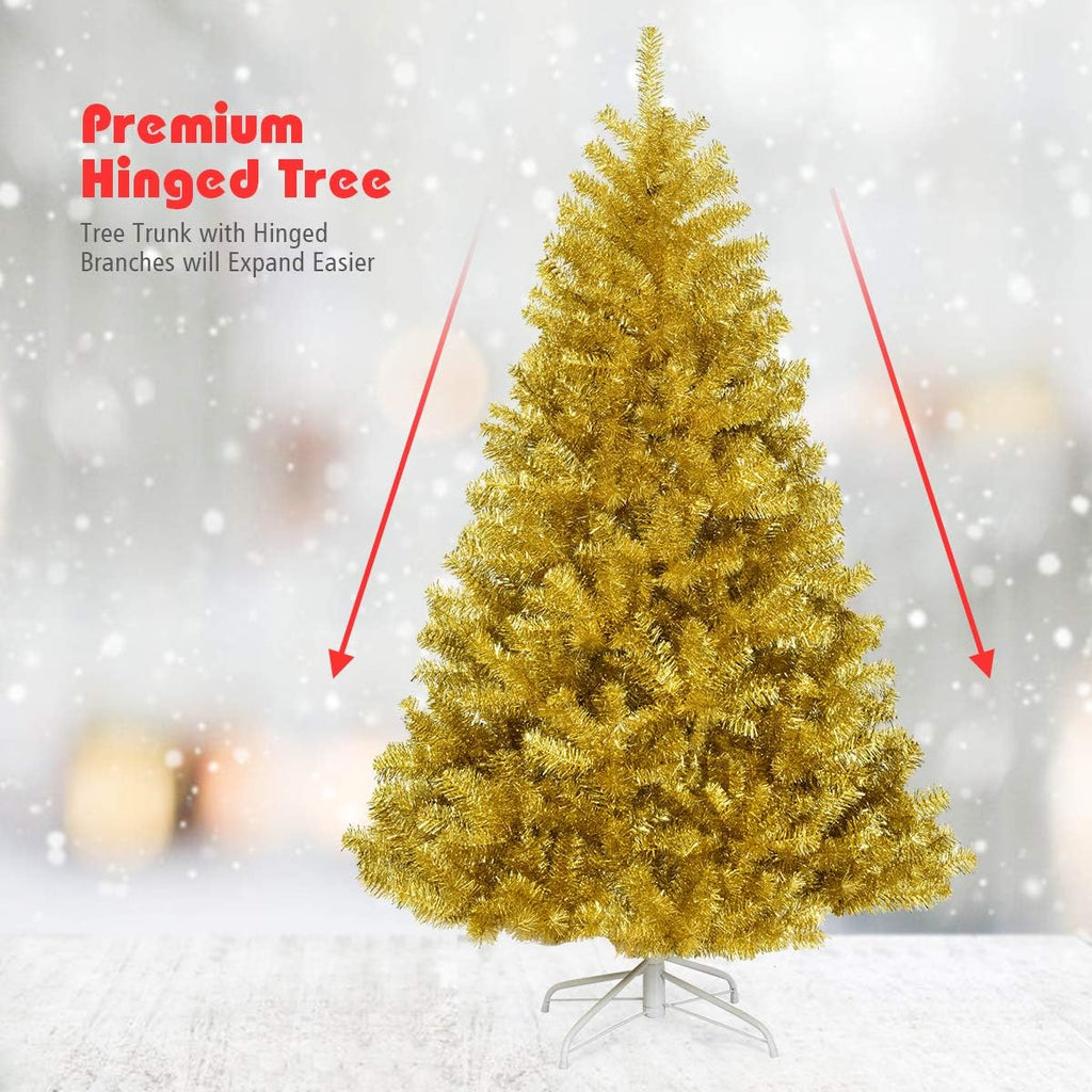 Goplus 7ft Artificial White Christmas Tree Xmas Pine Tree with Solid Metal Legs Perfect for Indoor and Outdoor Holiday Decoration