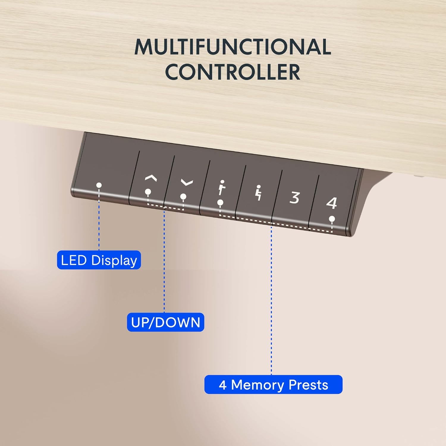 FLEXISPOT EN1 One-Piece Standing Desk 55 x 28 Inch Electric Adjustable Height Desk for Home Office and Computer Workstation (White Frame + 55" Maple Top, 2 Packages)