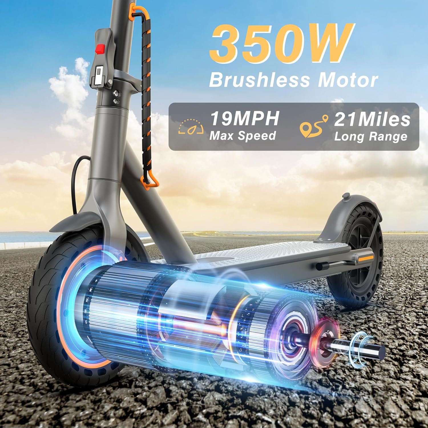 WERHY Electric Scooter, 350W/500W Motor, Top Speed 19/22 mph, Max 16/23/28Miles Ranges, Foldable E Scooter for Adults
