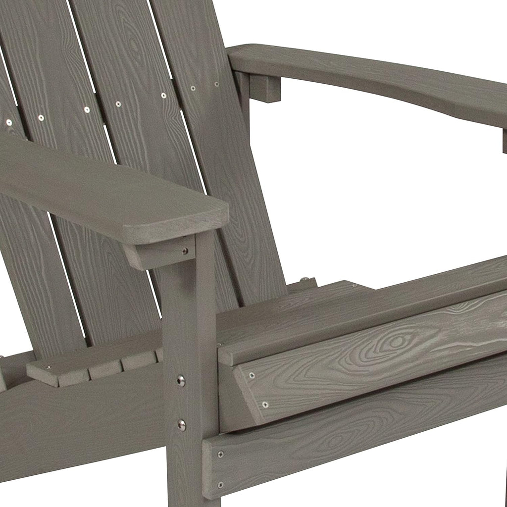 Flash Furniture Charlestown Commercial Grade Indoor/Outdoor Adirondack Chair, Weather Resistant Durable Poly Resin Deck and Patio Seating, Green