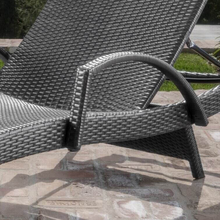 All Weather Wicker Chaise Lounge Set with Table