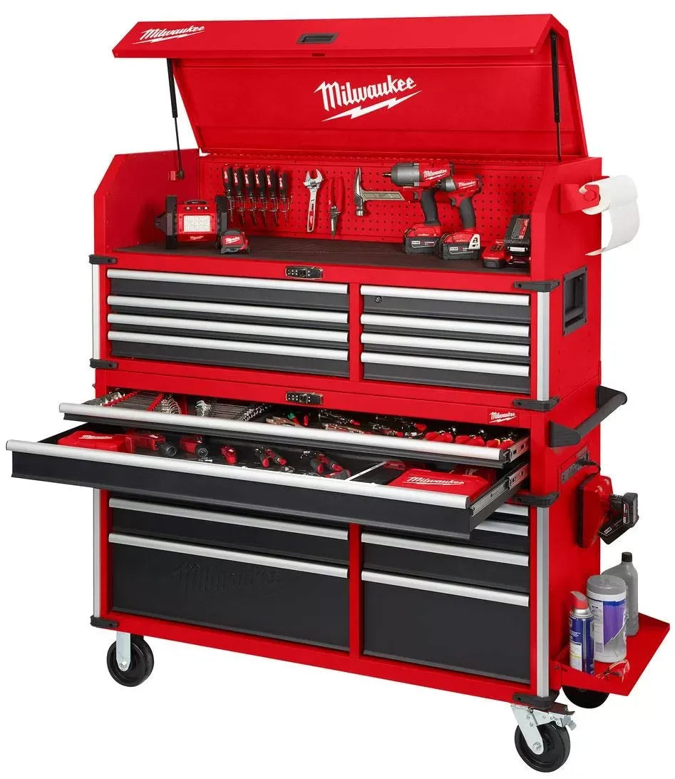 Milwaukee 56" Premium 18-Drawer Tool Box Chest and Cabinet Combo with Electronic Keypad Lock