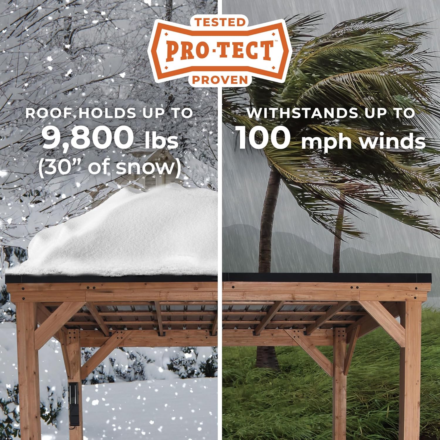 Backyard Discovery Saxony XL 12' x 6' Cedar Wood BBQ Grill Gazebo Pavilion with Hardtop Galvanized Steel Roof, Bar Tops, Powerport, Snow Support, Wind Resistance, Cook Station for Outdoor Patio, Deck