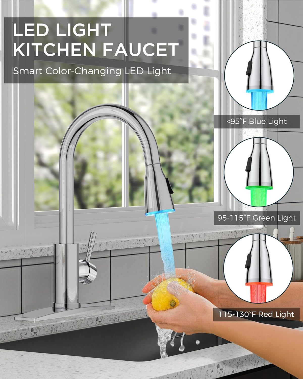 FORIOUS Touchless Kitchen Faucets, Brushed Nickel Kitchen Faucet with Pull Down Sprayer, Single Handle Smart Motion Sensor Kitchen Sink Faucet,Contemporary Hands-Free Sink Faucet for Farmhouse Laundry
