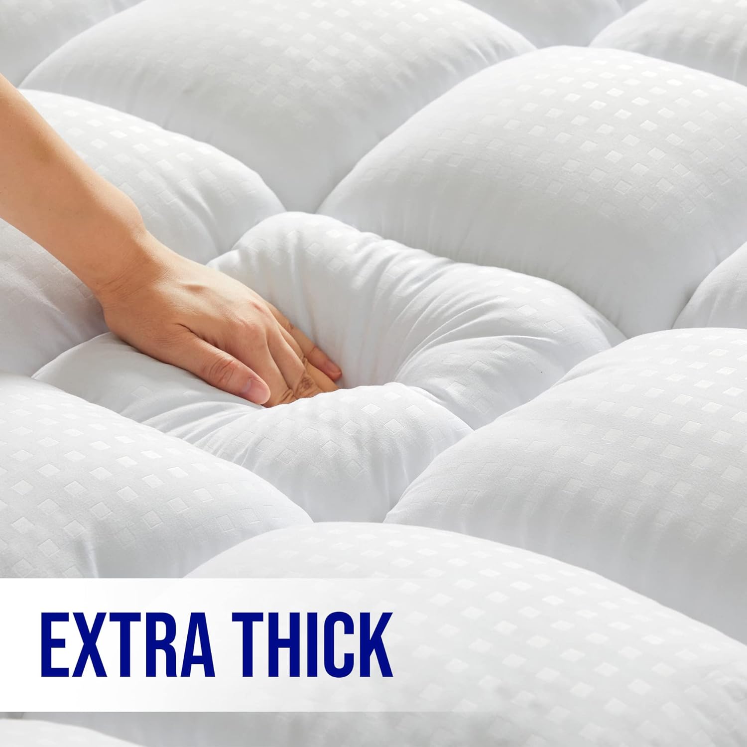 Extra Thick Mattress Topper, Down Alternative Overfill Plush Mattress Pad Cover Topper, Cooling Pillow Top with 8-21Inch Deep Pocket