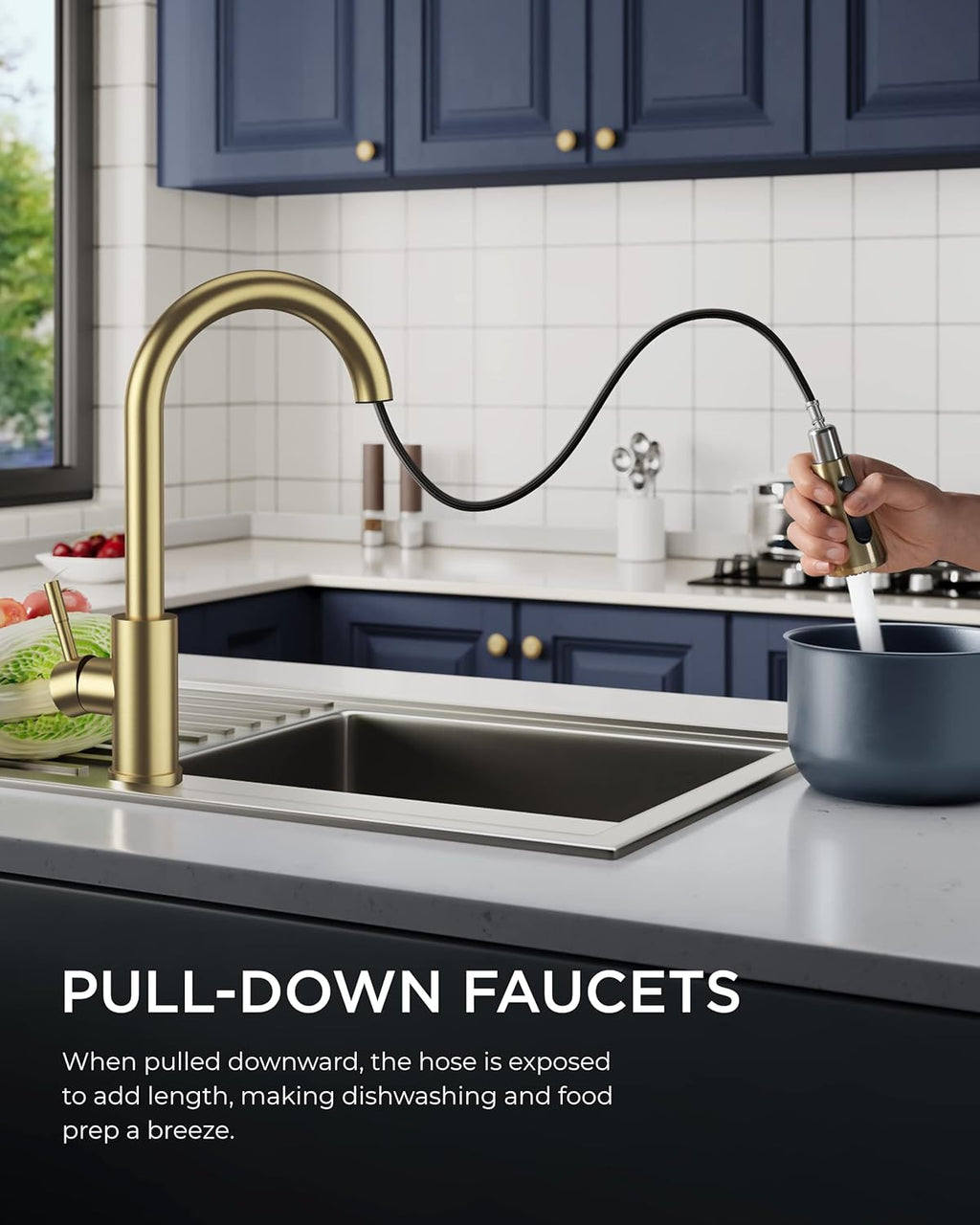 FORIOUS Touchless Kitchen Faucets, Brushed Nickel Kitchen Faucet with Pull Down Sprayer, Single Handle Smart Motion Sensor Kitchen Sink Faucet,Contemporary Hands-Free Sink Faucet for Farmhouse Laundry