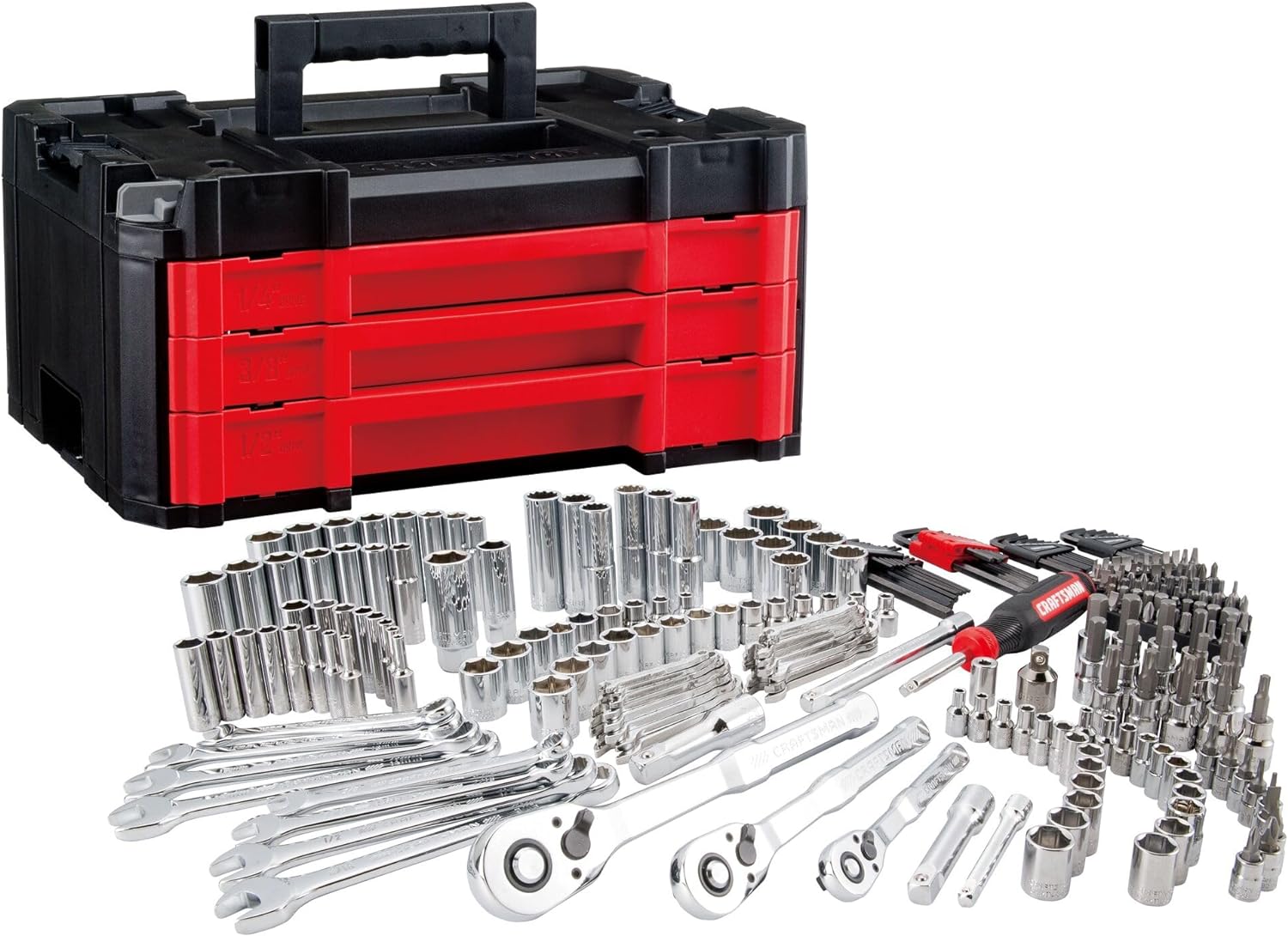 CRAFTSMAN Socket Set, 262-Piece Mechanic Tool Set, 1/4", 3/8", 1/2" Drive, SAE / Metric, (CMMT45307)