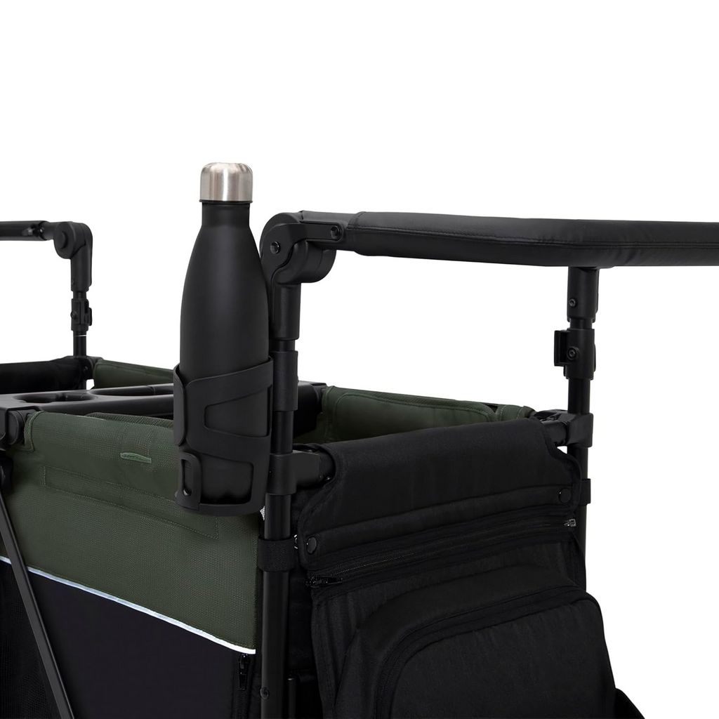 Delta Children - Jeep Wrangler Deluxe 4 Seater Stroller Wagon - Premium Quad Stroller Wagon for 4 Kids with Convertible Seats, Adjustable Push/Pull Handles, Removable Canopy & Flat Fold, Black/Green