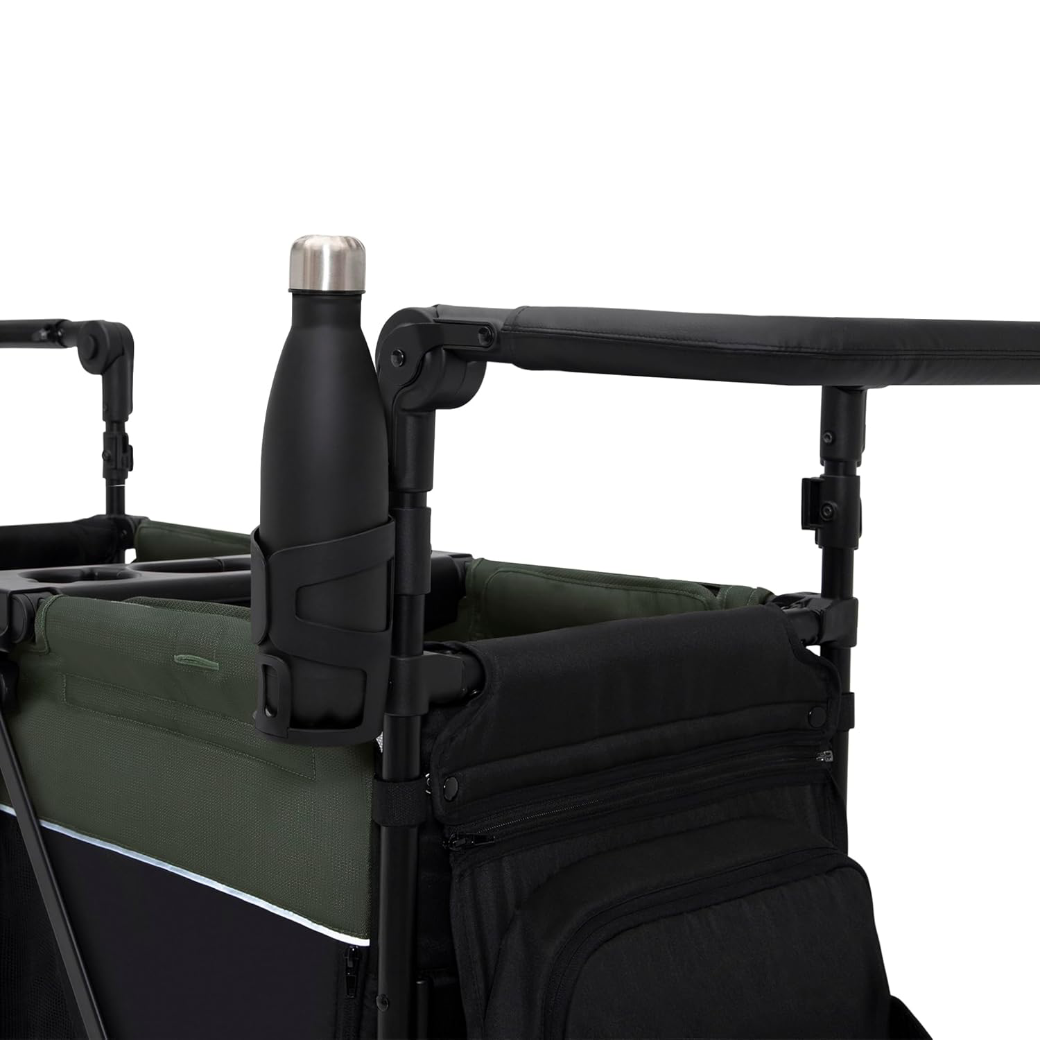 Delta Children - Jeep Wrangler Deluxe 4 Seater Stroller Wagon - Premium Quad Stroller Wagon for 4 Kids with Convertible Seats, Adjustable Push/Pull Handles, Removable Canopy & Flat Fold, Black/Green