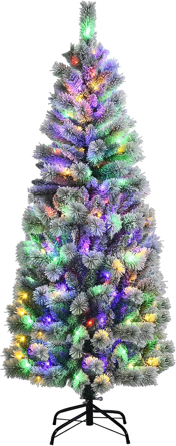 Goplus 7ft Artificial White Christmas Tree Xmas Pine Tree with Solid Metal Legs Perfect for Indoor and Outdoor Holiday Decoration
