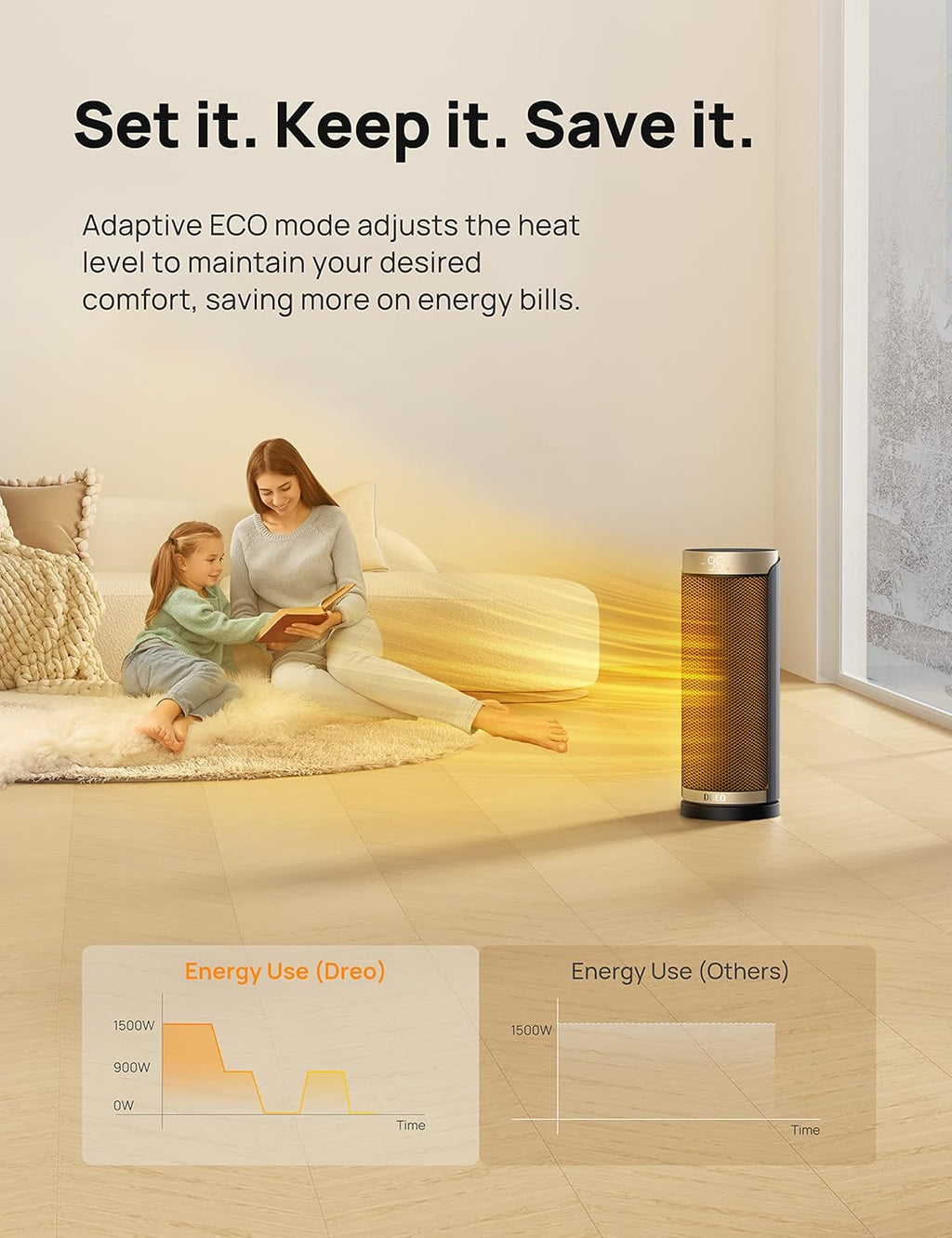 Dreo Space Heater for Bathroom and Indoor, 70°Oscillating, 5 Modes, Remote for Home Bedroom, 12H Timer, with ALCI Safety Plug
