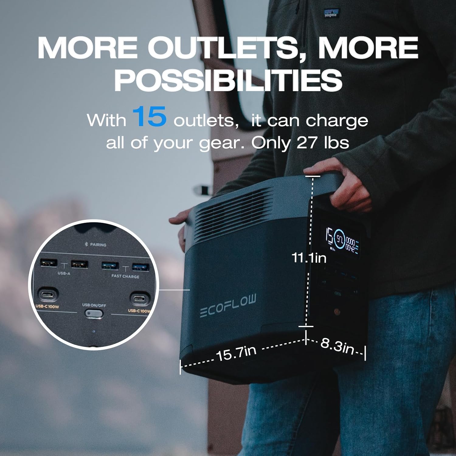 EF ECOFLOW Solar Generator DELTA 2 with 2x220W Portable Solar Panels, 1024Wh LFP Battery, Fast Charging, Portable Power Station for Home Backup Power, Camping & RVs