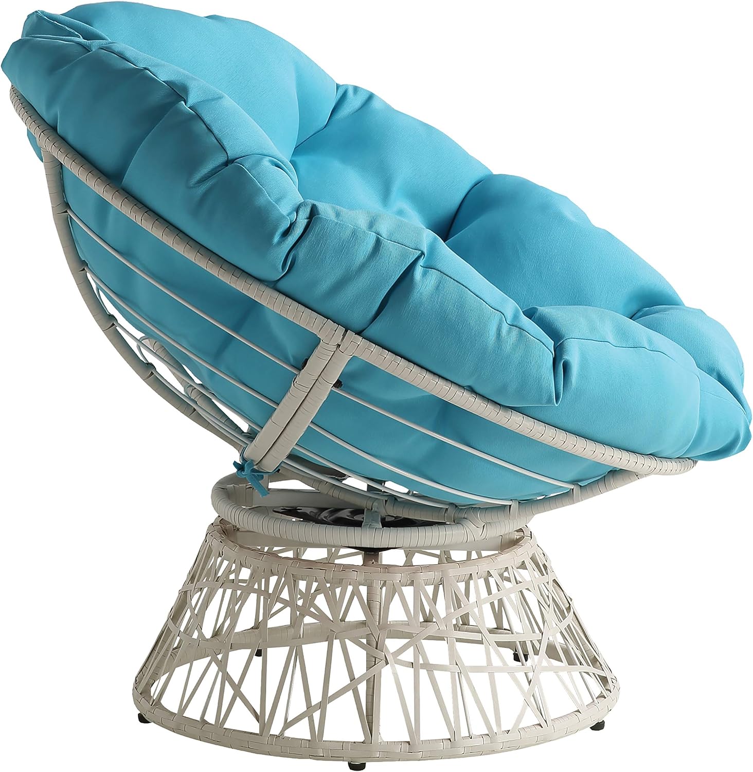 OSP Home Furnishings Wicker Papasan Chair with 360-Degree Swivel, Brown Frame with Brown Cushion