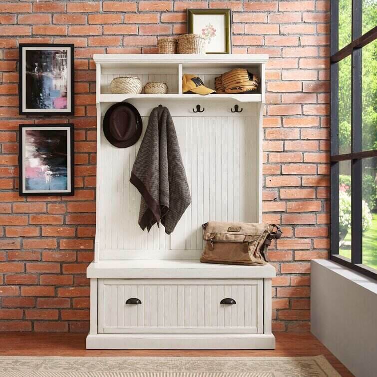 Carmel 40'' Wide Hall Tree with Bench and Shoe Storages