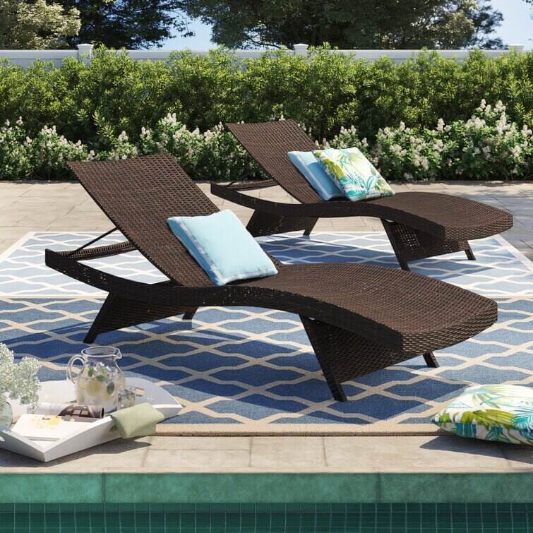 Breton Outdoor Wicker Chaise Lounge (Set of 2)