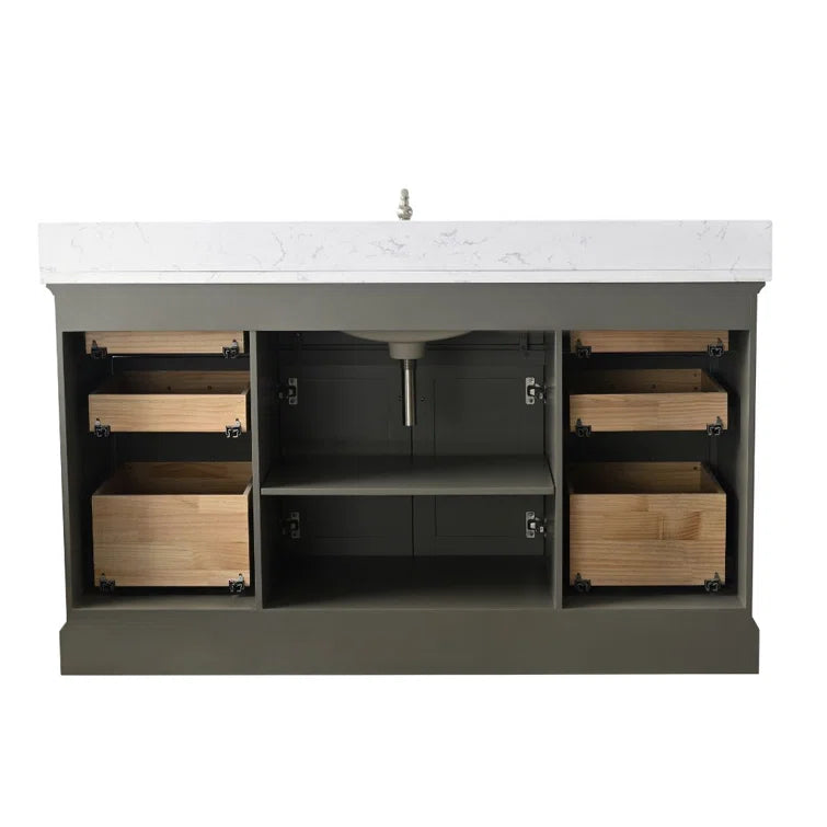Annaline 60'' Single Bathroom Vanity with Engineered Stone Top