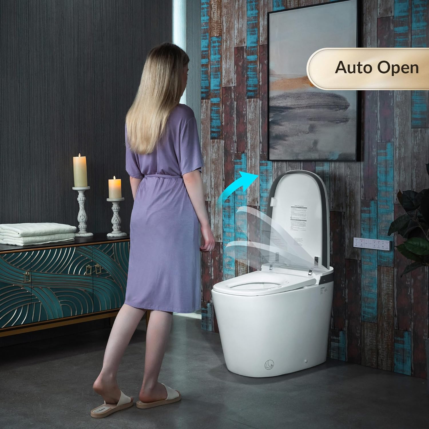 WOODBRIDGE Smart Bidet Toilet with 1000 Gram MaP Flush Score,Auto Open/Close,Foam Shield,Auto Flush,Foot Sensor,Movement Drying,Heated Seat,ADA Chair Height,One Piece Toilet with Tank Built in