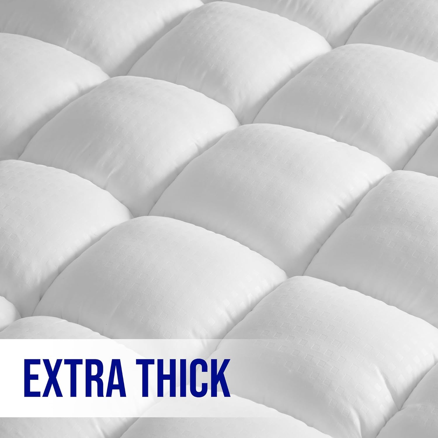 Extra Thick Mattress Topper, Down Alternative Overfill Plush Mattress Pad Cover Topper, Cooling Pillow Top with 8-21Inch Deep Pocket