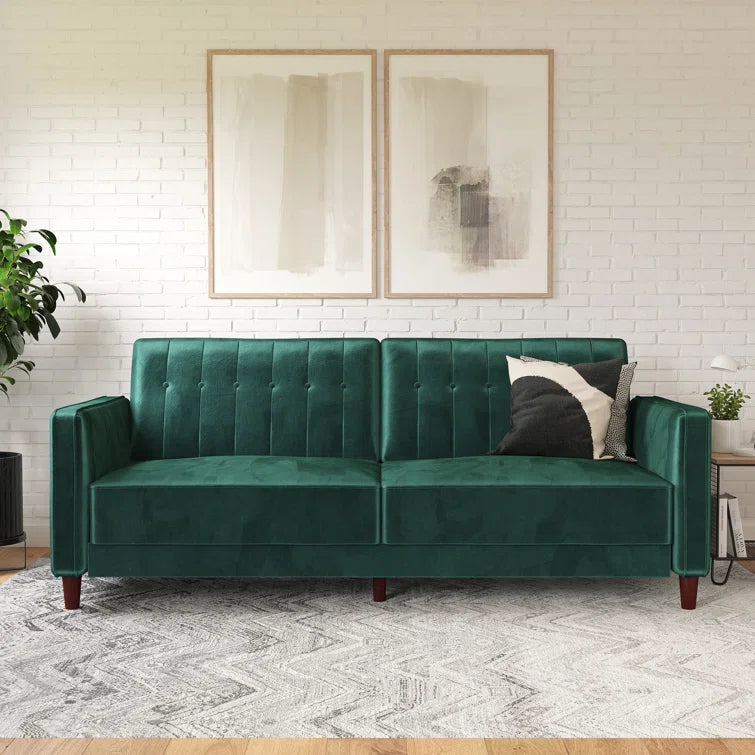 Perdue 81.5" Velvet Square Arm Convertible Sofa