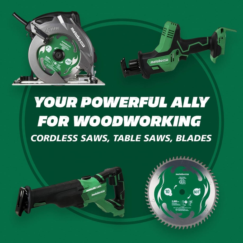 Bundle of Metabo HPT Compound Miter Saw, 10" Miter Saw with Large Table Saw for woodworking, C10FCGS + Metabo HPT 25 Ft Tape Measure, 17-Ft Reach & 14-Ft Standout, 115925M