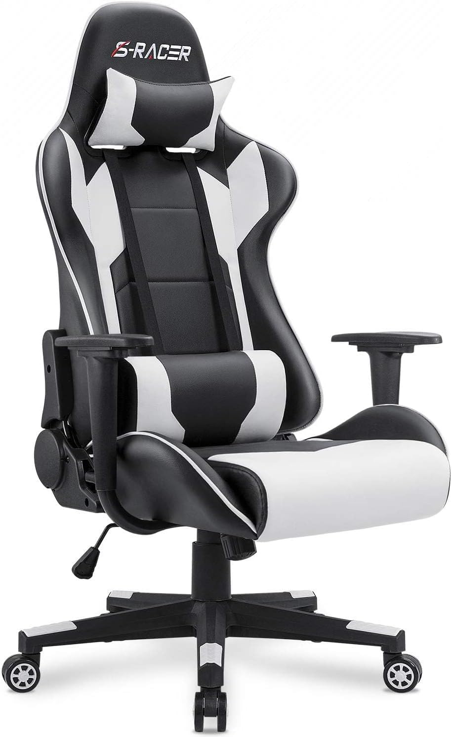Homall Gaming Chair, Office Chair High Back Computer Chair Leather Desk Chair Racing Executive Ergonomic Adjustable Swivel Task Chair with Headrest and Lumbar Support (Dark Black)