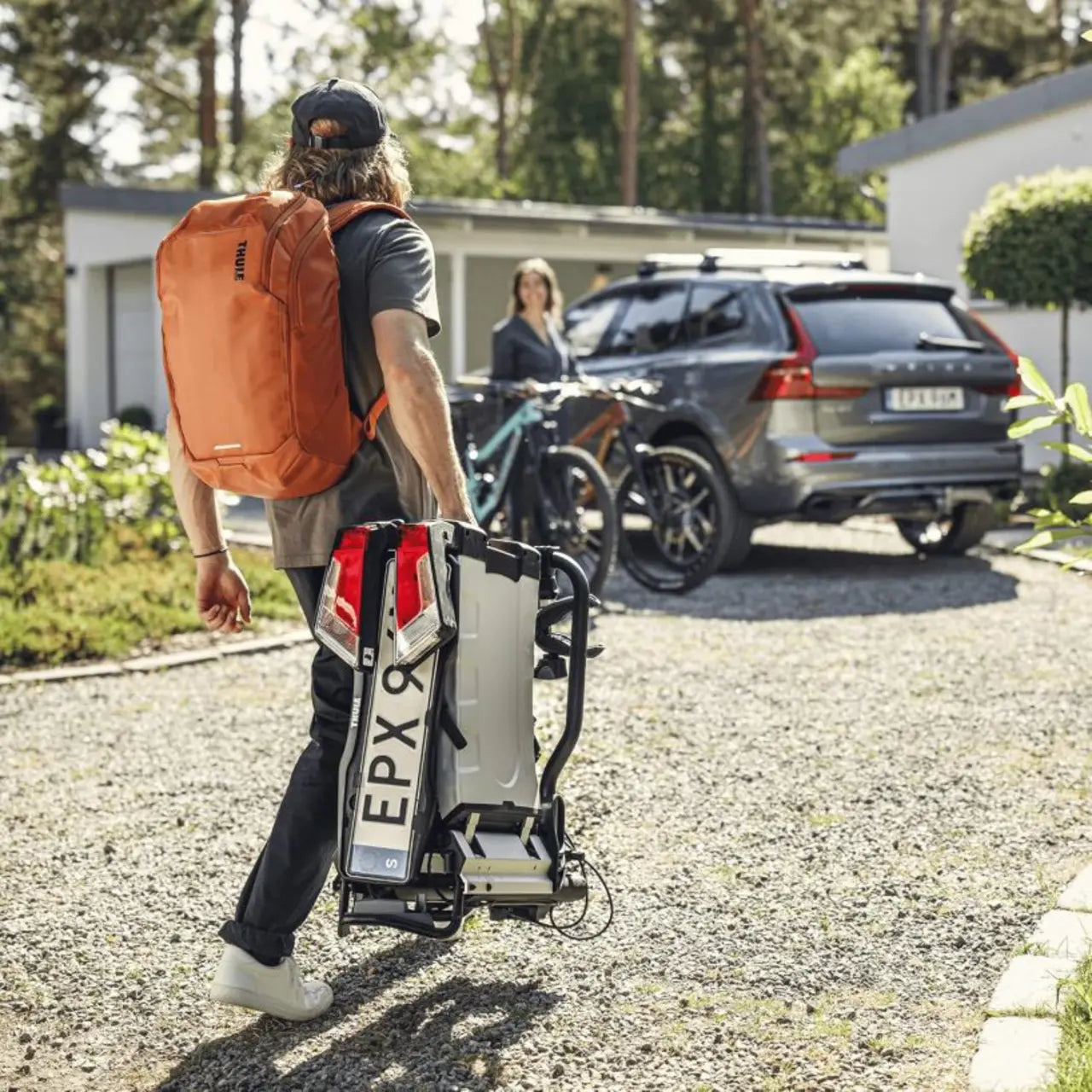 Thule EasyFold XT bike rack for tow bar 2 bikes silver