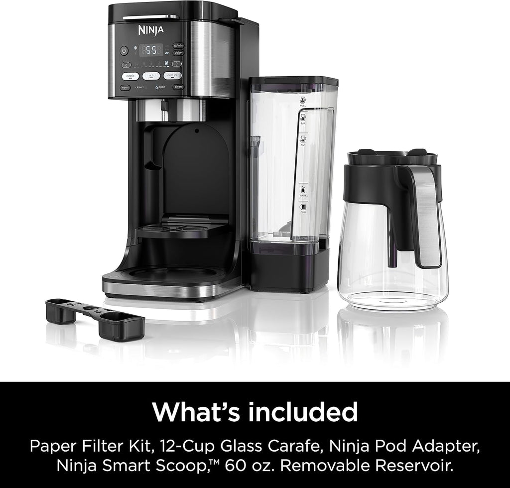Ninja Hot and Iced Coffee Maker, Single Serve Coffee Maker and Drip Coffee Machine, DualBrew Pro Specialty 12-Cup with K-Cup Combo, Includes Permanent Filter, CFP307