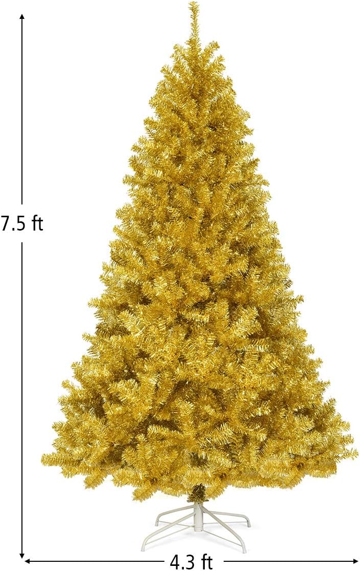 Goplus 7ft Artificial White Christmas Tree Xmas Pine Tree with Solid Metal Legs Perfect for Indoor and Outdoor Holiday Decoration