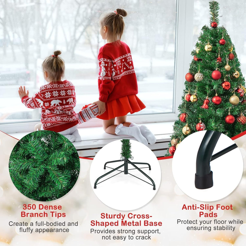 Goplus 7ft Artificial White Christmas Tree Xmas Pine Tree with Solid Metal Legs Perfect for Indoor and Outdoor Holiday Decoration