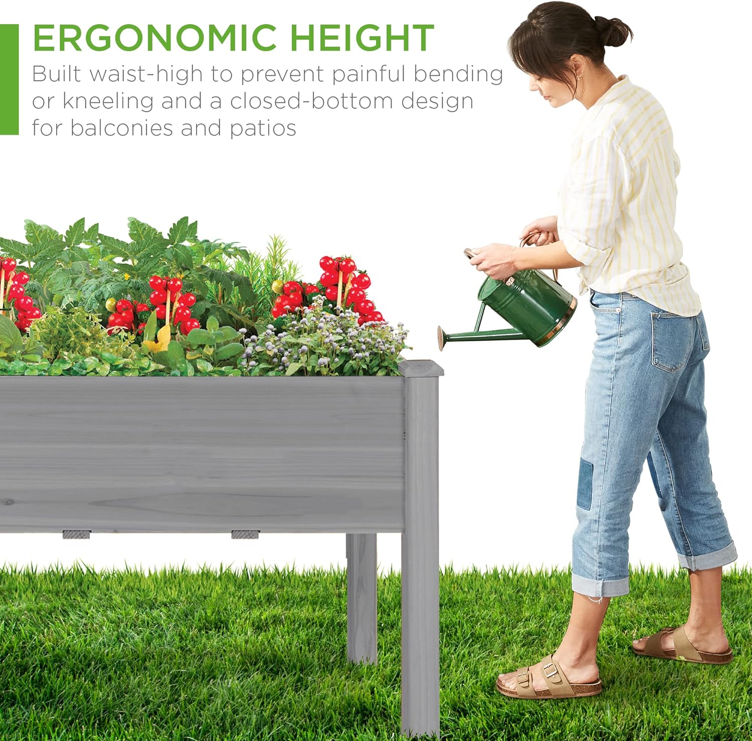 Best Choice Products 72x23x30in Raised Garden Bed, Elevated Wood Planter Box Stand for Backyard, Patio, Balcony w/Divider Panel, 6 Legs, 300lb Capacity - Natural