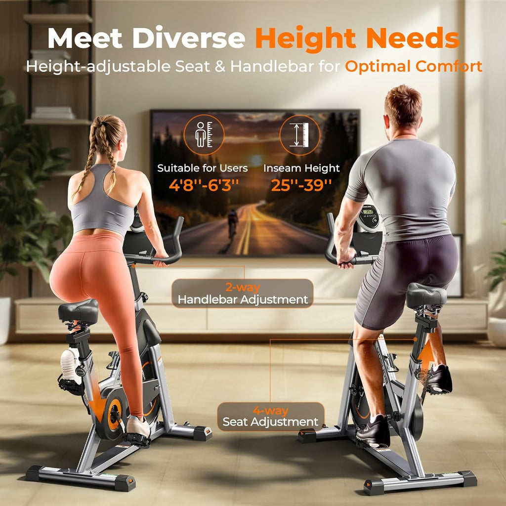YOSUDA Exercise Bike, Brake Pad Stationary Bike for Home with Exclusive App, Magnetic Indoor Cycling Bike with 300 lb Weight Capacity, Low Noise, Tablet Holder and Fitness Courses for Weight Loss