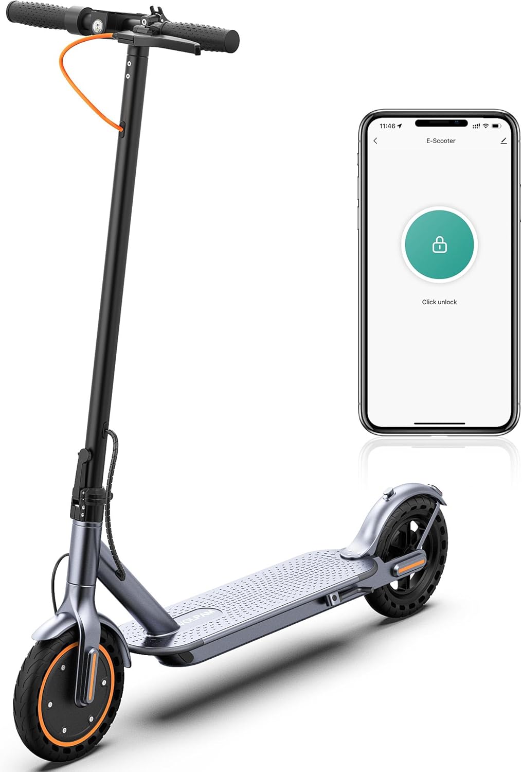 Electric Scooter 8.5" Solid Tires 350W Motor 10.5Ah Battery Up to 23 Miles Range 19 Mph Speed Portable Folding Commuting Scooter Double Braking System, Max Load 264Ibs