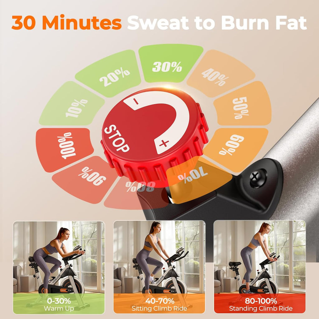 YOSUDA Exercise Bike, Brake Pad Stationary Bike for Home with Exclusive App, Magnetic Indoor Cycling Bike with 300 lb Weight Capacity, Low Noise, Tablet Holder and Fitness Courses for Weight Loss