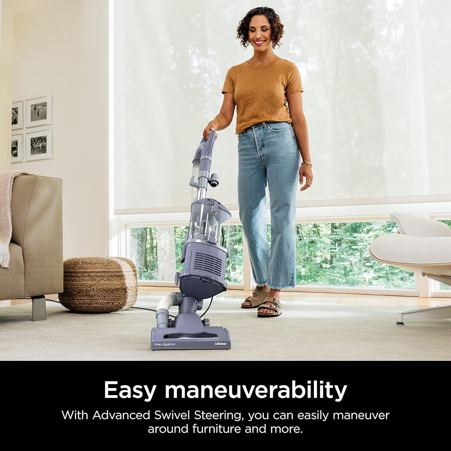 Shark Upright Vacuum, Navigator Lift-Away with Swivel Steering, HEPA Filter, XL Dust Cup, Pet Power, Dusting Brush, and Crevice Tool, Perfect for Pet Hair, White/Silver, NV356E