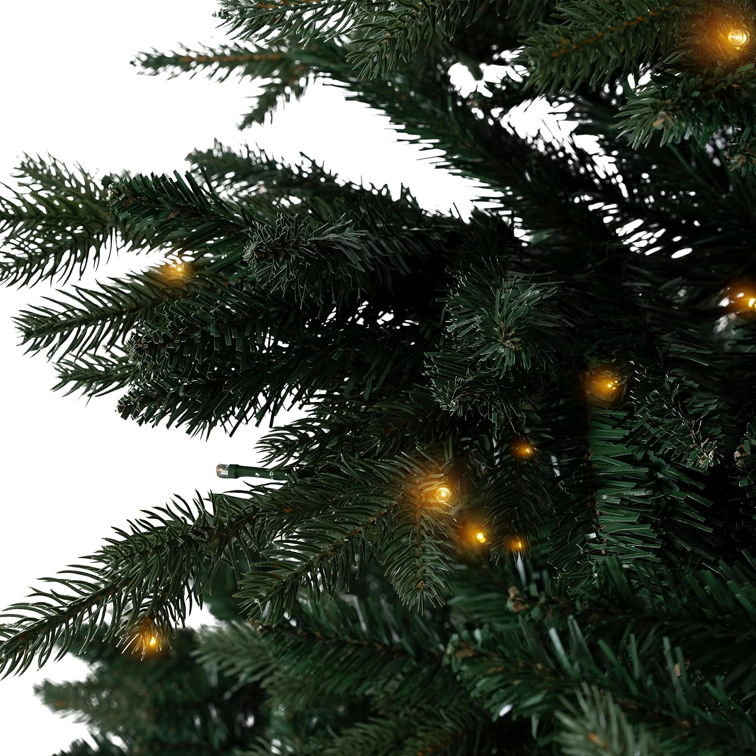 Naomi Home 6.5ft Rustic Christmas Tree with Lights, Realistic Classic Prelit with 2595 Branch Tips, 600 Warm Lights and Metal Stand, Aritificial Tree