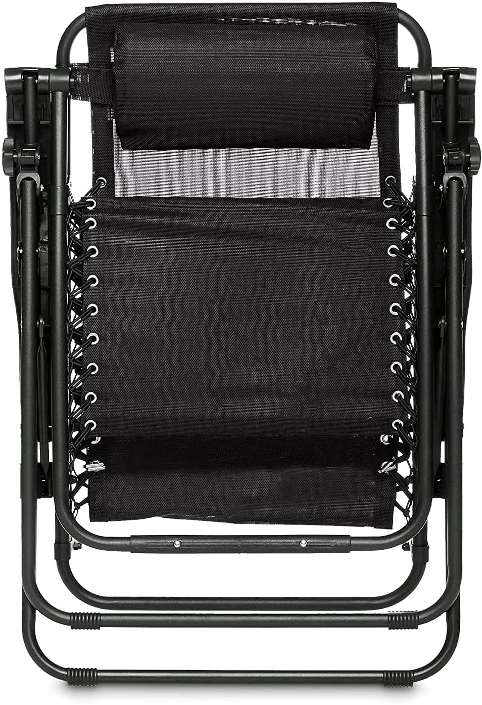 Basics Outdoor Textilene Adjustable Zero Gravity Folding Reclining Lounge Chair with Pillow, 26", Navy Blue